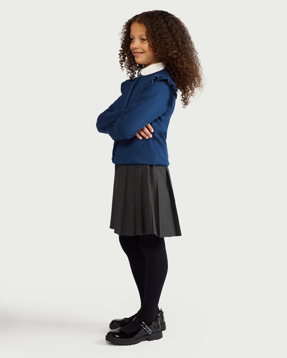 image 1 of F&F School Girls Pure Cotton Cardigan in Blue