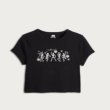 F&F Cotton Rich Ribbed Dancing Skeletons Print T-Shirt in Black