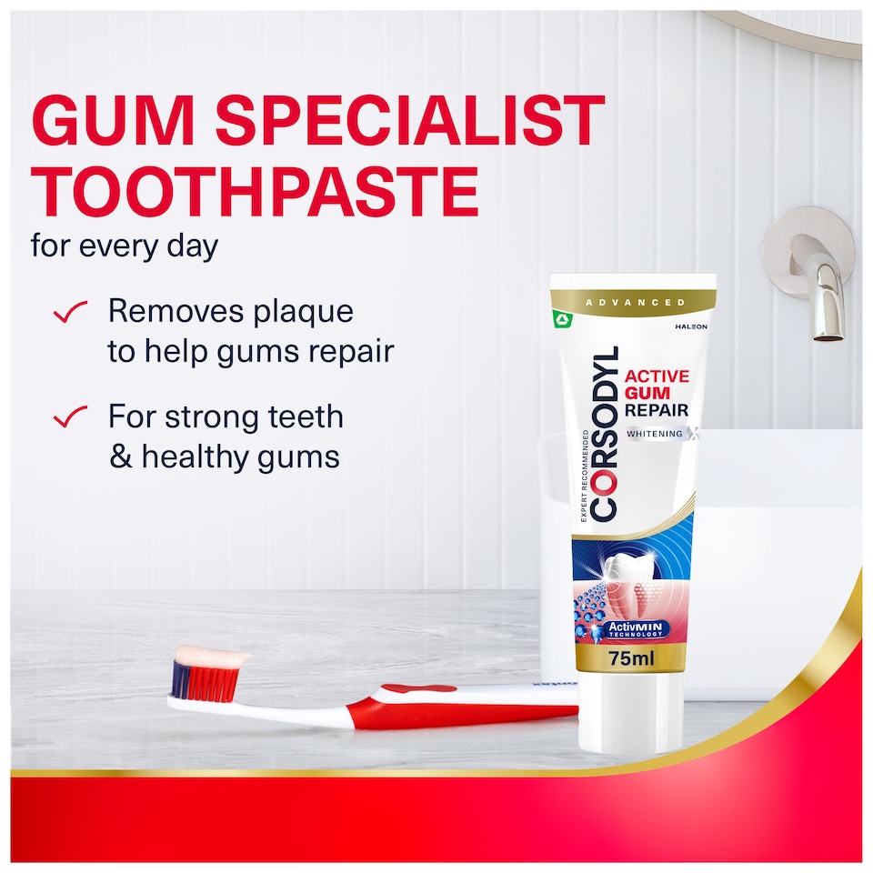 image 1 of Corsodyl Active Gum Repair Whitening Toothpaste 75Ml