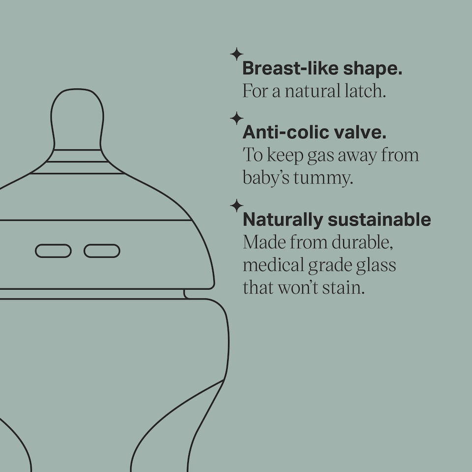 image 1 of Tommee Tippee Natural Start Baby Bottles, Glass, 250ml, 0m+, Pack of 1