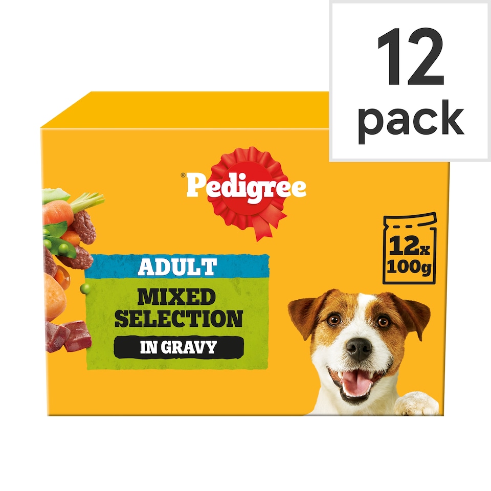 image 1 of Pedigree Adult Wet Dog Food Pouches Mixed in Gravy 12x100g