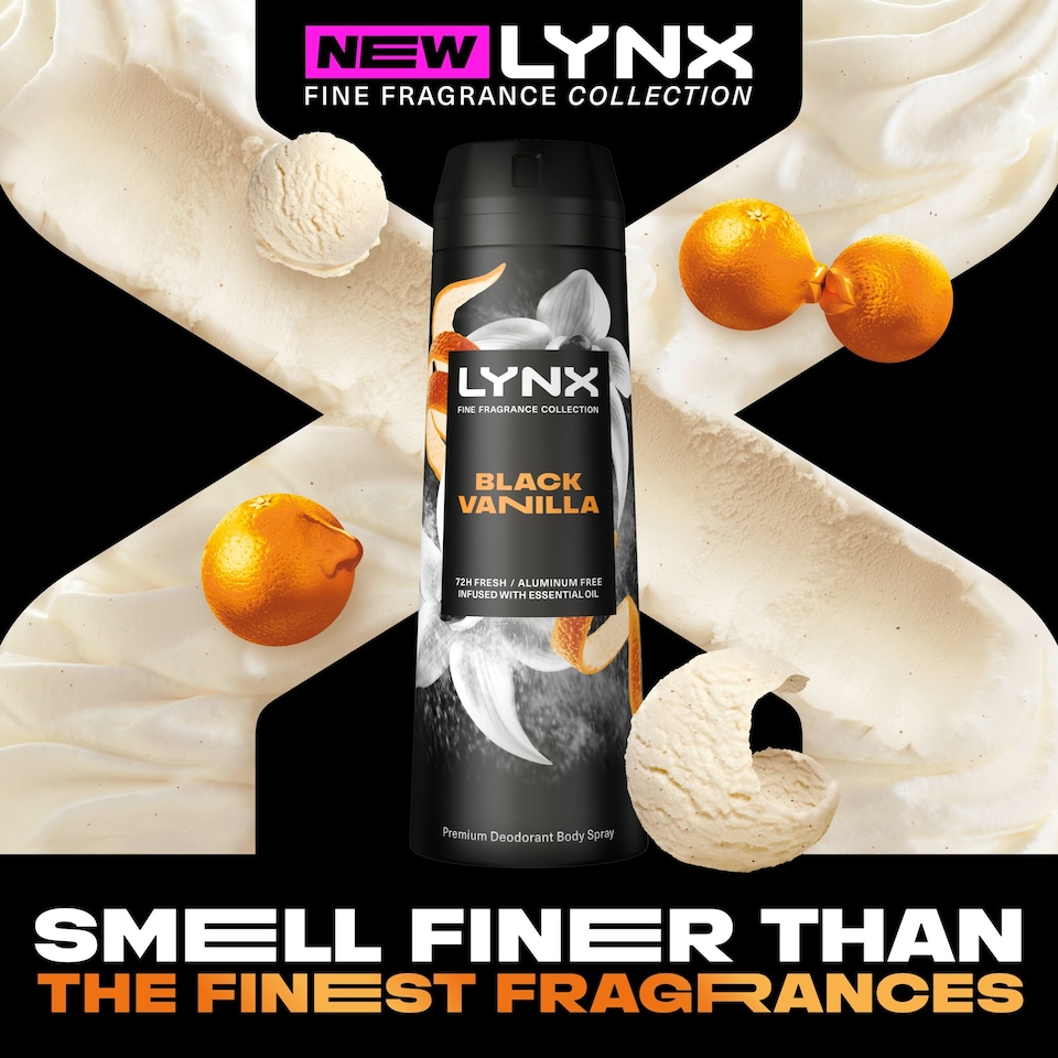 image 1 of Lynx Black Vanilla 72h Fine Fragrance Premium Deodorant Bodyspray for Men 200ml