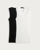 image 4 of F&F 2-Pack Pointelle Lace Trim Thermal Vests in Black