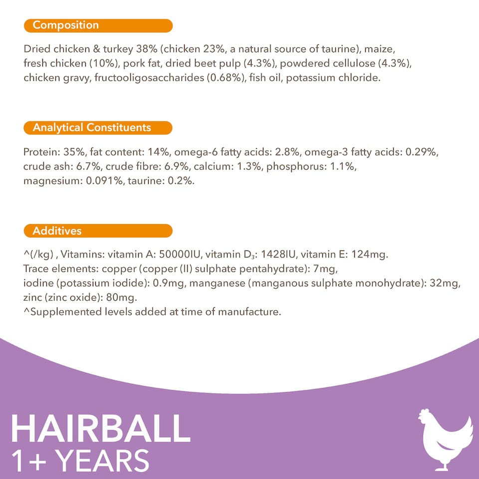 image 1 of IAMS Hairball Dry Cat Food Chicken 800g