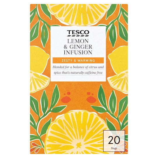 Tesco Lemon & Ginger Tea Bags 20S 40G Tesco Groceries