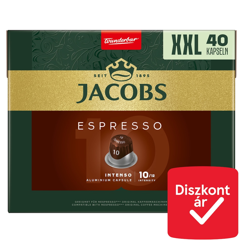 Jacobs Espresso Intenso őrölt-pörkölt kávé kapszulában 40 db 208 g