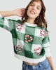image 1 of F&F Knitted Sequin Candy Cane Heart Jumper in Green