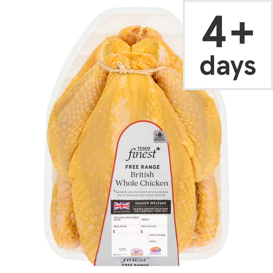 Tesco Finest British Cornfed Free Range Whole Chicken 1Kg-2.3Kg