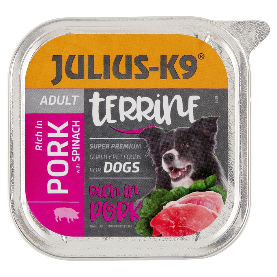 Julius-K9 Terrine Rich in Pork with Spinach Complete Petfood for Adult Dogs 150 g