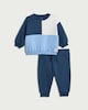 image 1 of F&F Baby 2-Piece Cotton Rich Colour Block Sweatshirt and Joggers Set in Blue