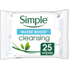 Simple Water Boost Facial Cleansing Wipes X25