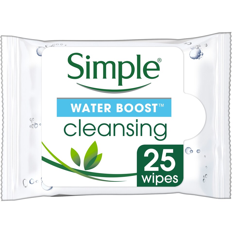 image 1 of Simple Water Boost Facial Cleansing Wipes X25
