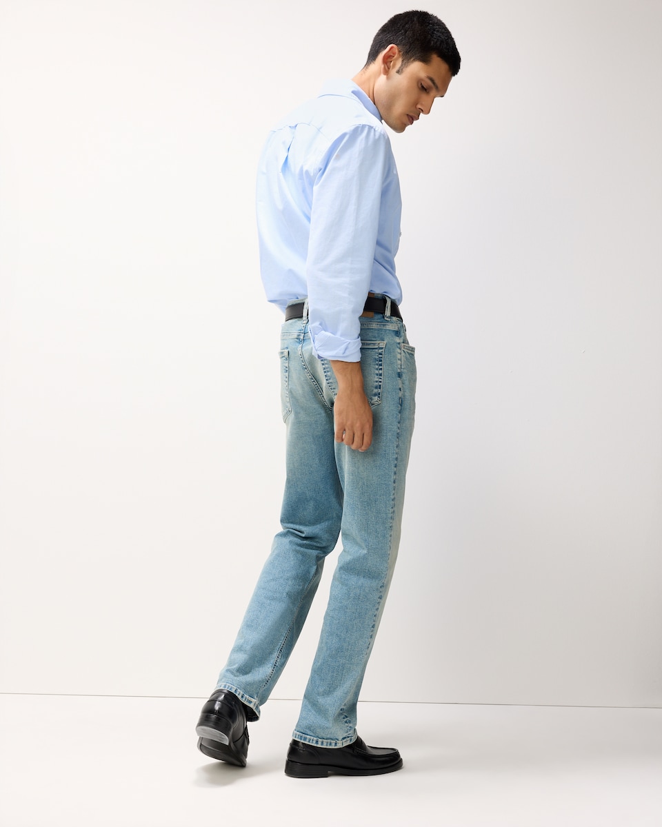 image 1 of F&F Cotton Rich FREEF!T® Straight Leg Jeans in Blue
