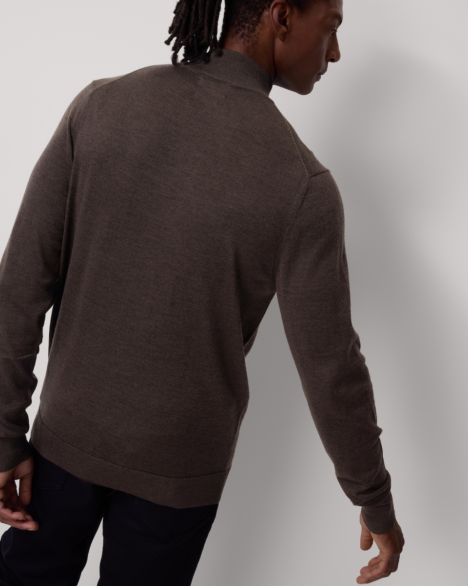 image 1 of F&F Merino Wool Half Zip Jumper in Chocolate