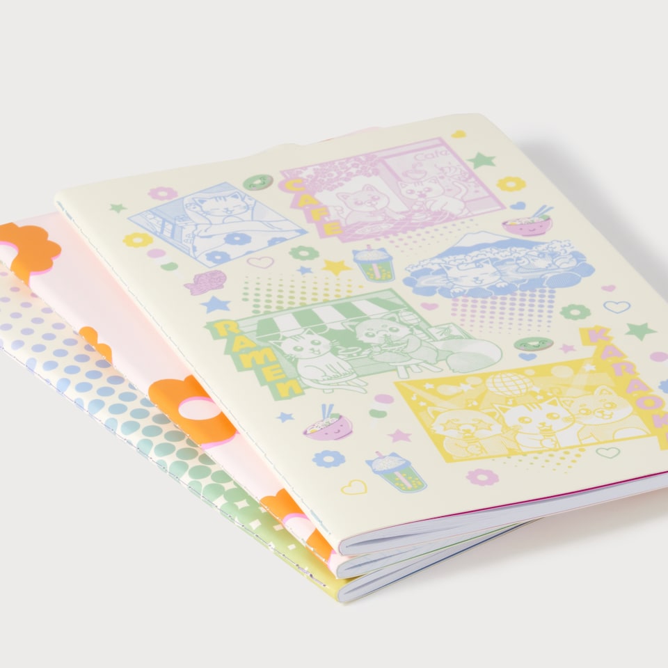 image 1 of Paperchase Cats A5 Notebooks 3pk