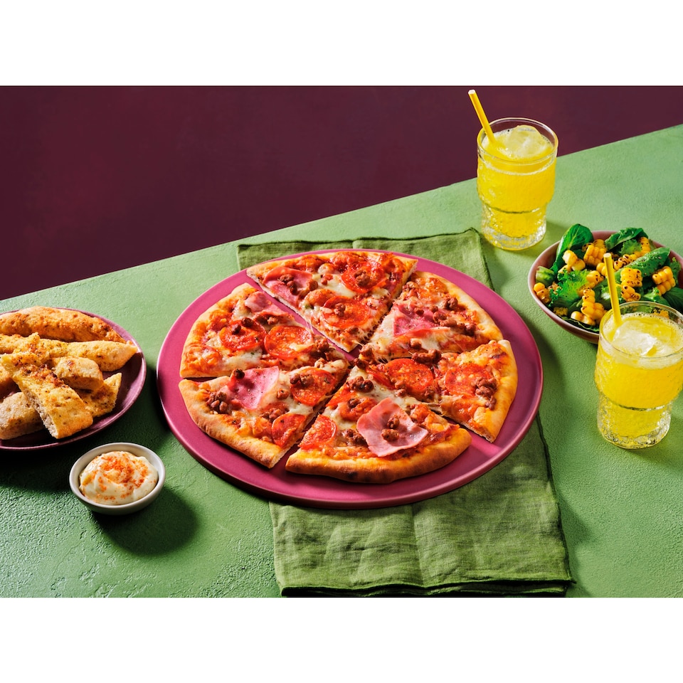 image 1 of Tesco Stonebaked Meat Feast Pizza 344g