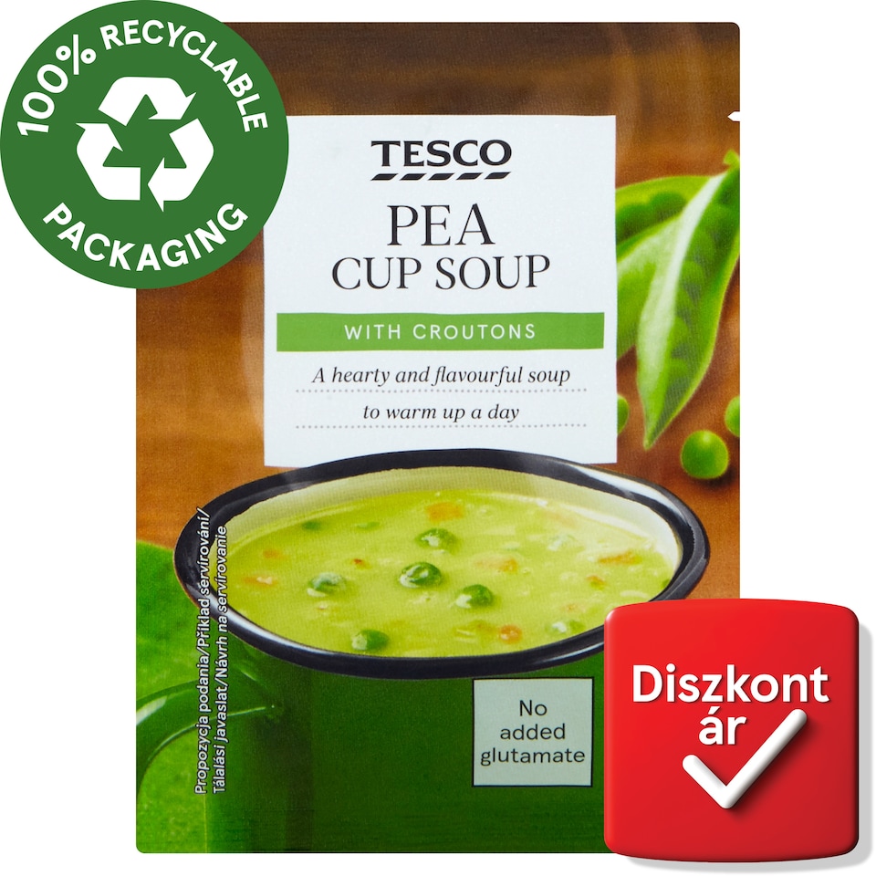 Tesco instant borsóleves pirított kenyérkockákkal 23 g
