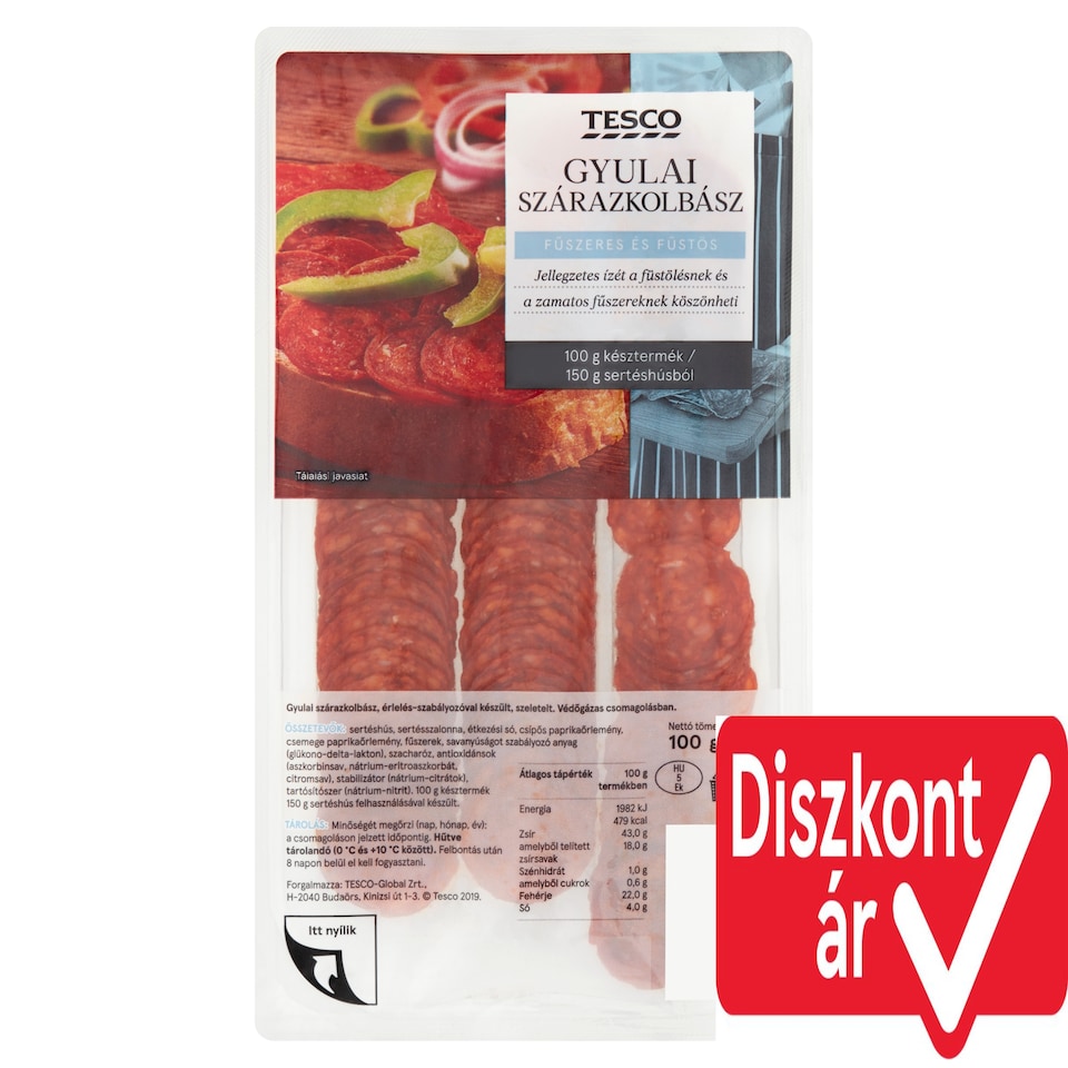 Tesco Gyulai Sliced Dry Sausage 100 g