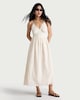 image 2 of The F&F Edit Pure Cotton Embroidered Patchwork Midi Dress in Cream