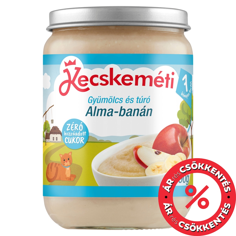 Kecskeméti bio gyümölcs és túró alma-banán bébidesszert 7 hónapos kortól 190 g