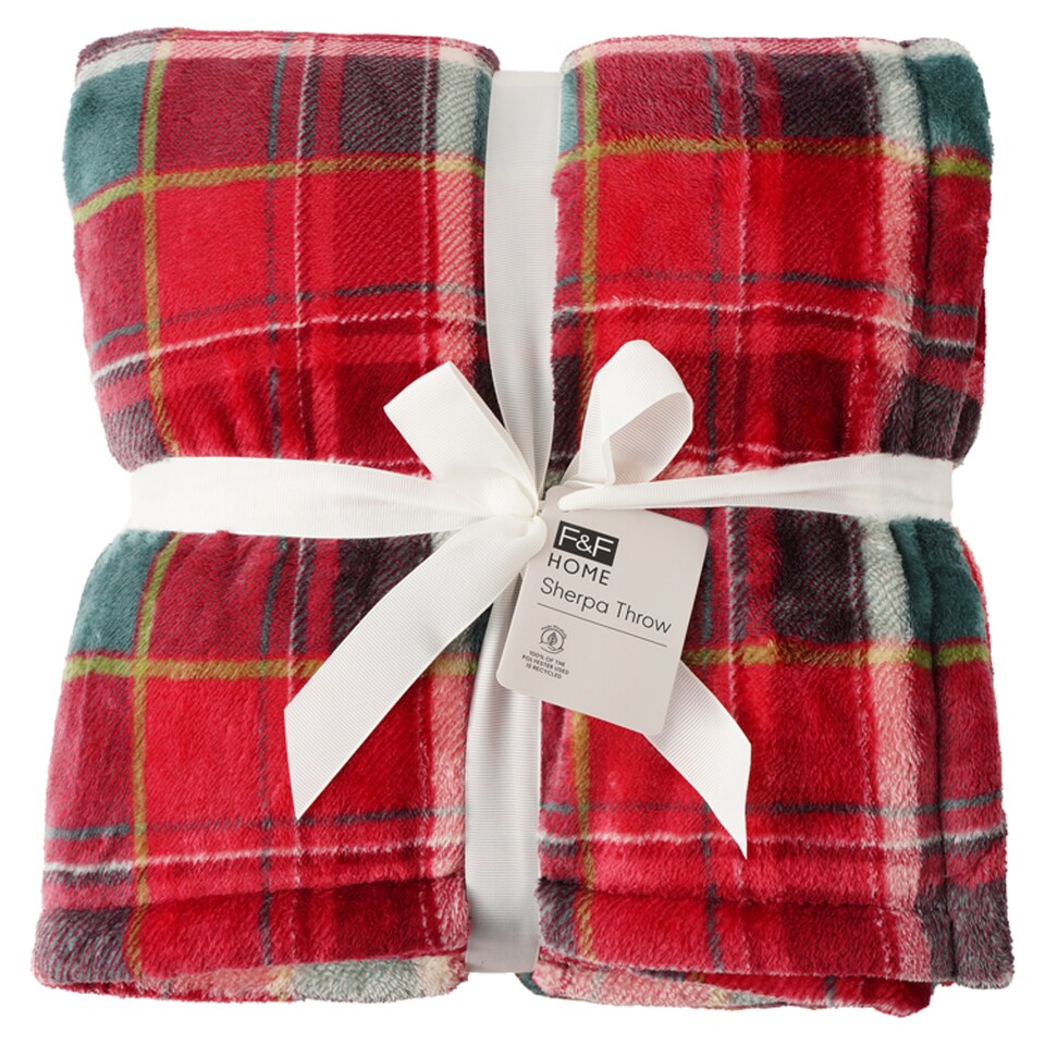 F&F Home Tartan Sherpa Throw