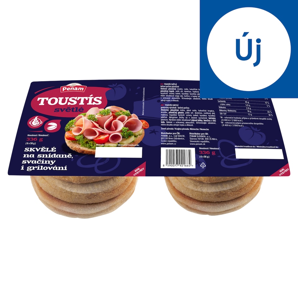 Penam Toustis fehér English muffin 6 x 56 g (336 g)
