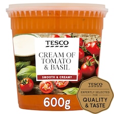 Tesco Tomato & Basil Soup With Double Cream 600G