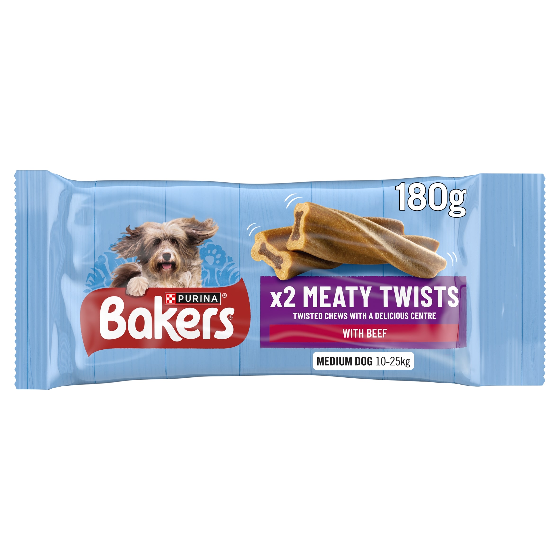 BAKERS Meaty Twists Medium Beef Dog Chews 180g