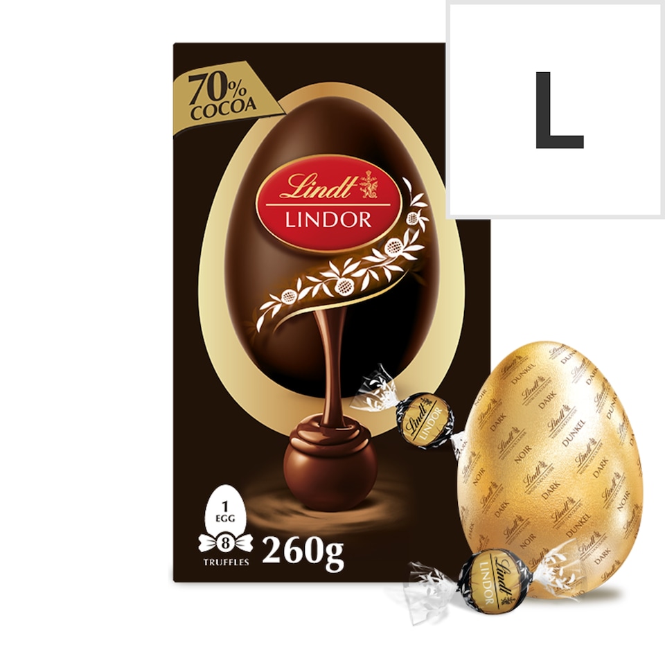 image 1 of Lindt Lindor Dark Chocolate Egg with 70% Cocoa Truffles 260g