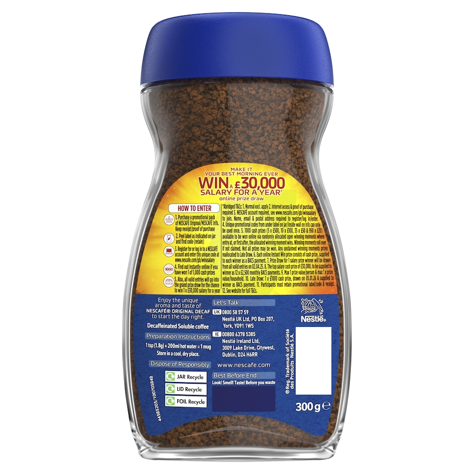 image 1 of Nescafe Original Decaf Instant Coffee 300g