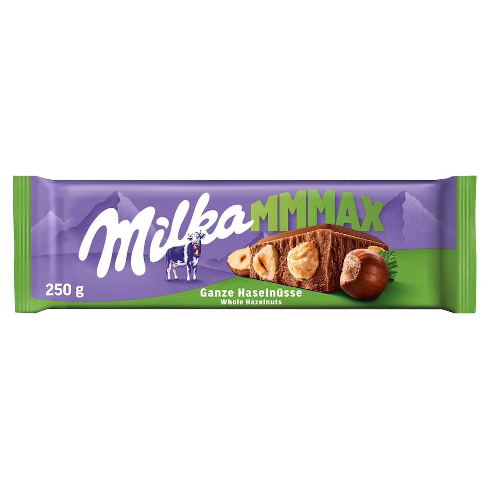 Milka Mmmax alpesi tej felhasználásával készült tejcsokoládé egész mogyoróval 250 g