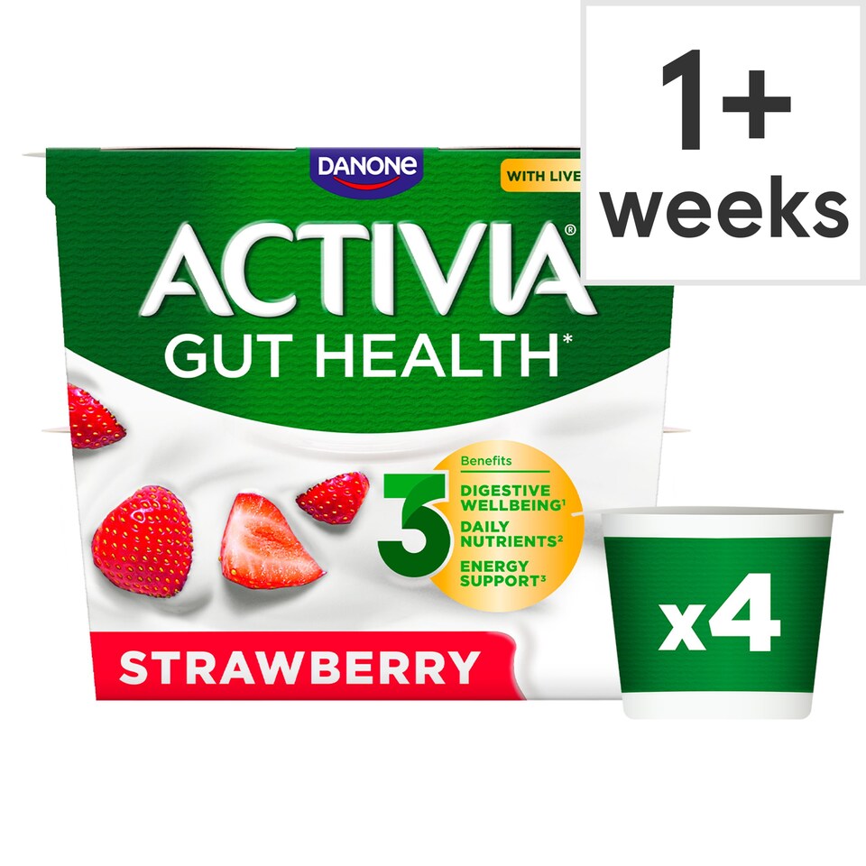 Activia Strawberry Gut Health Yoghurt 4x115g Tesco Groceries