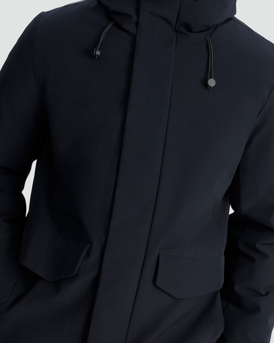 image 1 of F&F Hooded Shower Resistant Parka in Navy