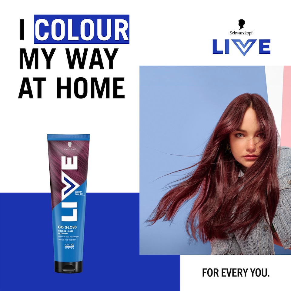 image 1 of Schwarzkopf LIVE Go Gloss Cherry Cola Red Colour & Shine Hair Gloss 150ml