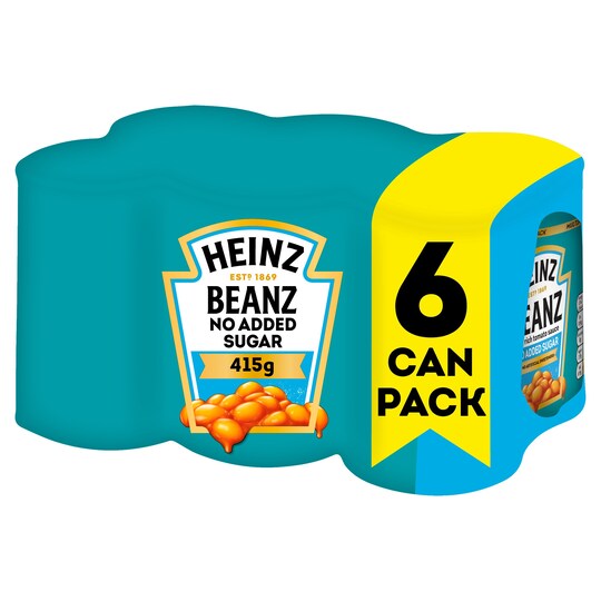 Heinz Baked Beans No Added Sugar 6 Pack 6 X 415G Tesco Groceries