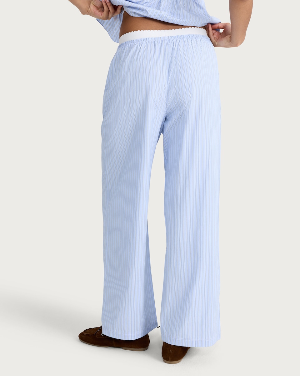 image 1 of OH ME OH MY Stripe Print Wide Leg Trousers in Blue