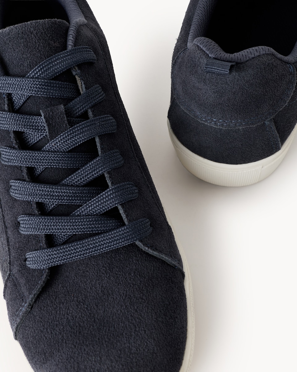 image 1 of F&F Suede Leather Lace Up Trainers in Navy