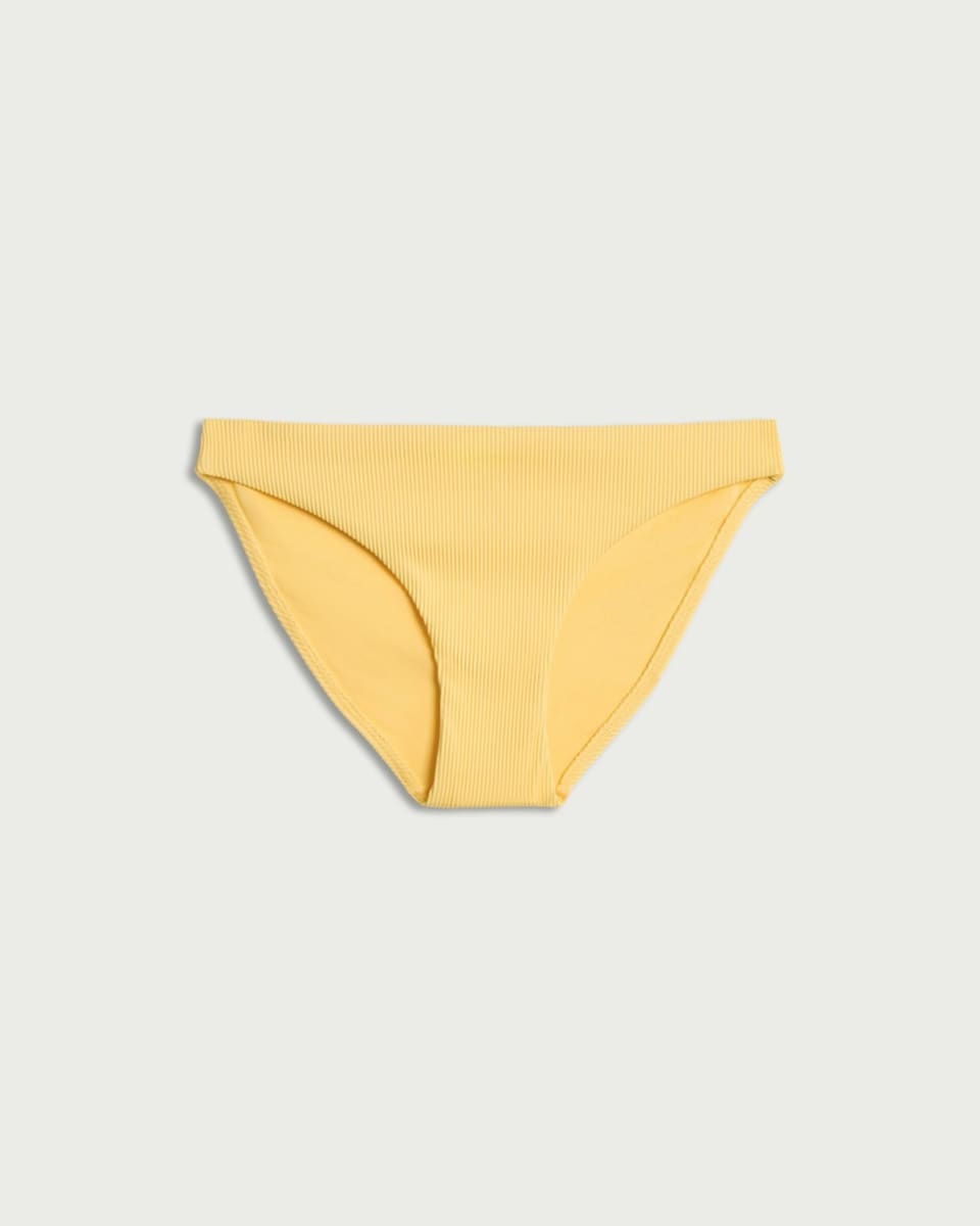 image 1 of F&F Ribbed High Leg Bikini Bottoms in Yellow