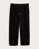 image 4 of F&F Boucle Wide Leg Drawstring Trousers in Black