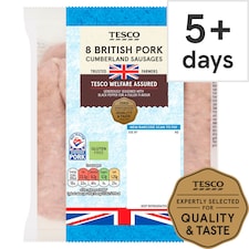 Tesco British Cumberland Sausages 8 Pack 454G