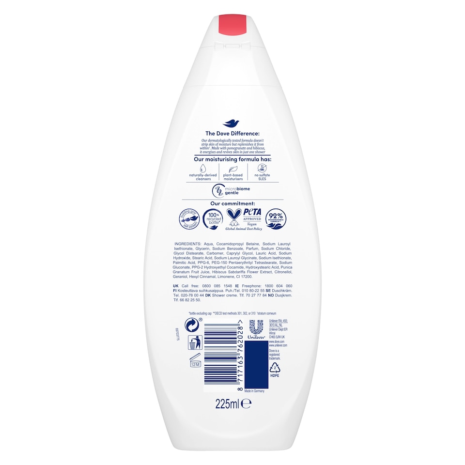 image 1 of Dove Reviving Pomegranate & Hibiscus Body Wash Shower Gel 225ml