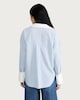 image 3 of F&F Cotton Rich Stripe Print Contrast Collar Oversized Fit Shirt in Blue