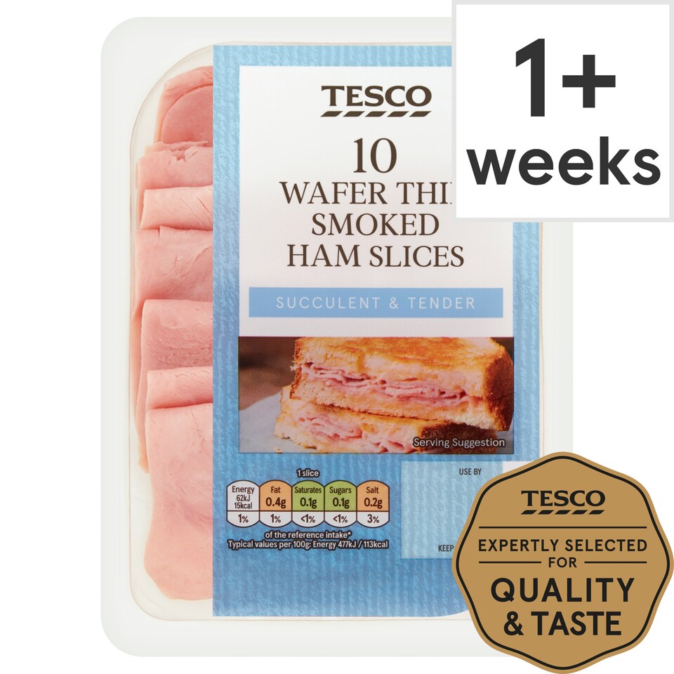 Tesco Wafer Thin Smoked Ham Slices 125g