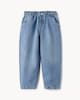 image 1 of F&F Girls Pure Cotton Heart Pocket Barrel Leg Jeans in Blue