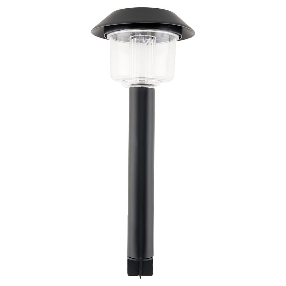 Black Stainless Steel & Plastic Solar Lamp 12.5 x 12.5 x 42 cm