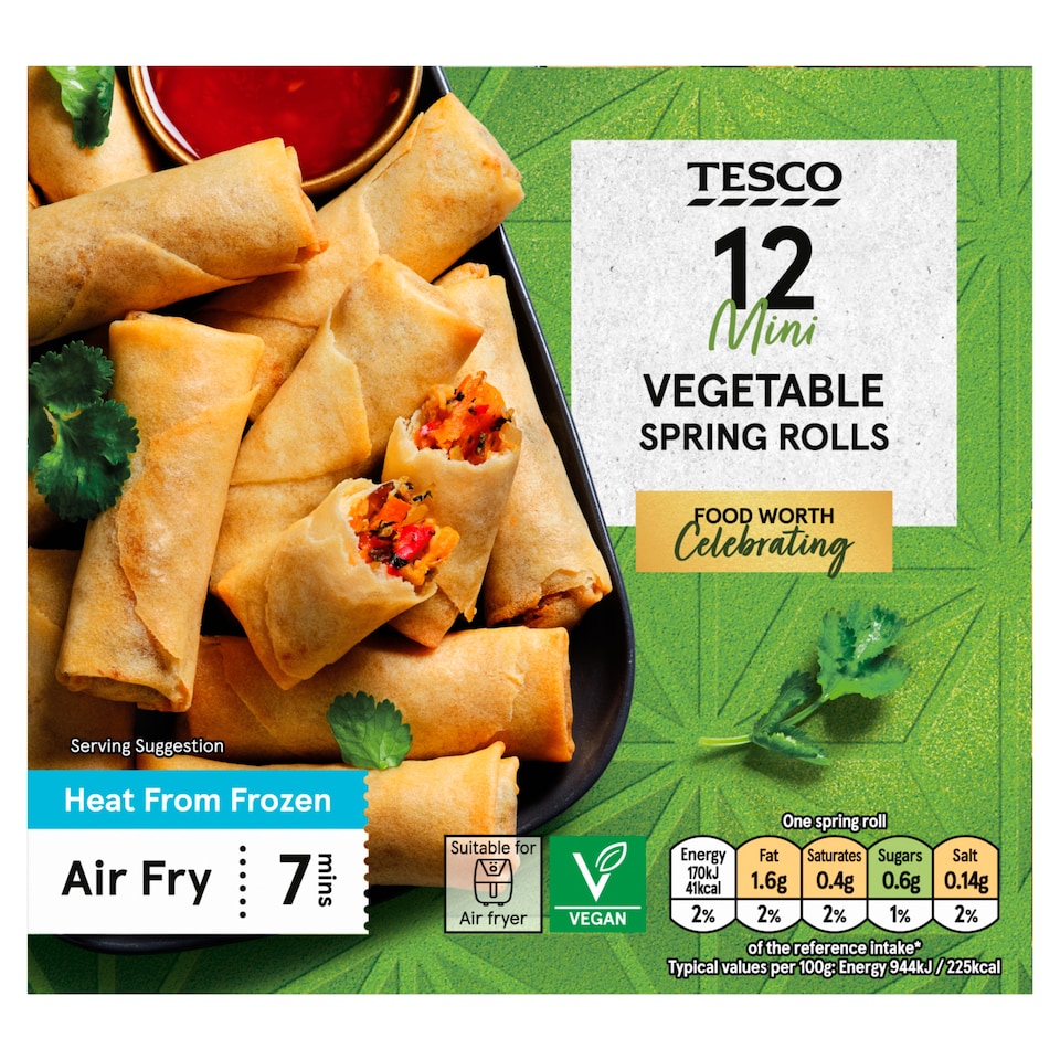 Tesco gyorsfagyasztott zöldségek keveréke filo tésztába tekerve 12 db 216 g