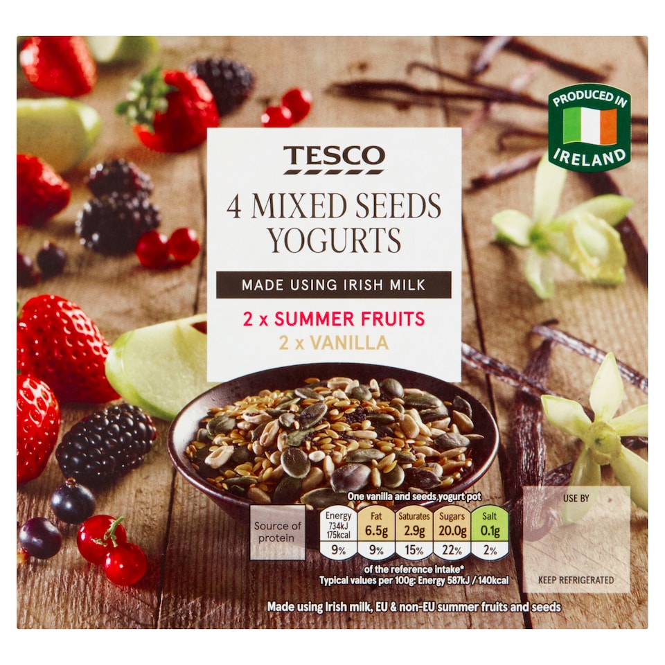 Tesco 4 Mixed Seeds Yogurts 500G