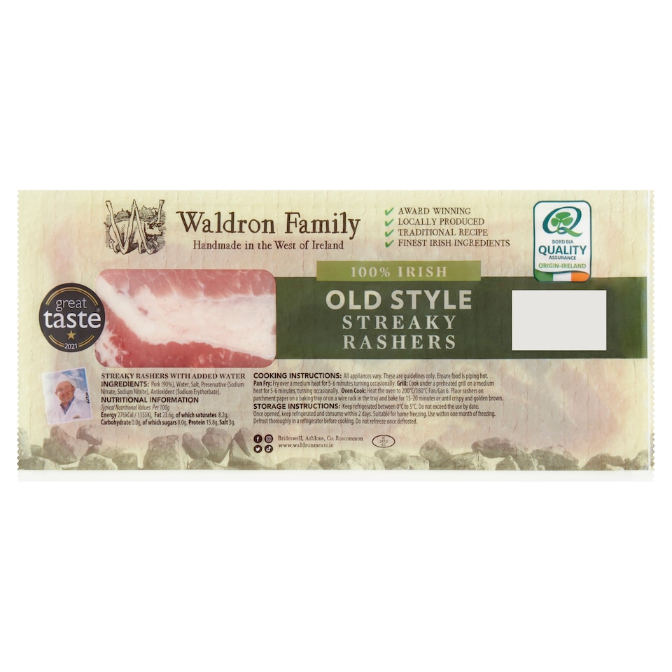 Waldrons Streaky Rashers 300G