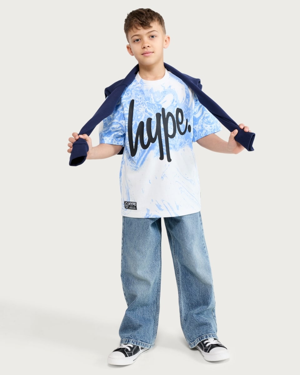 image 1 of Hype Pure Cotton Slogan T-Shirt in Blue