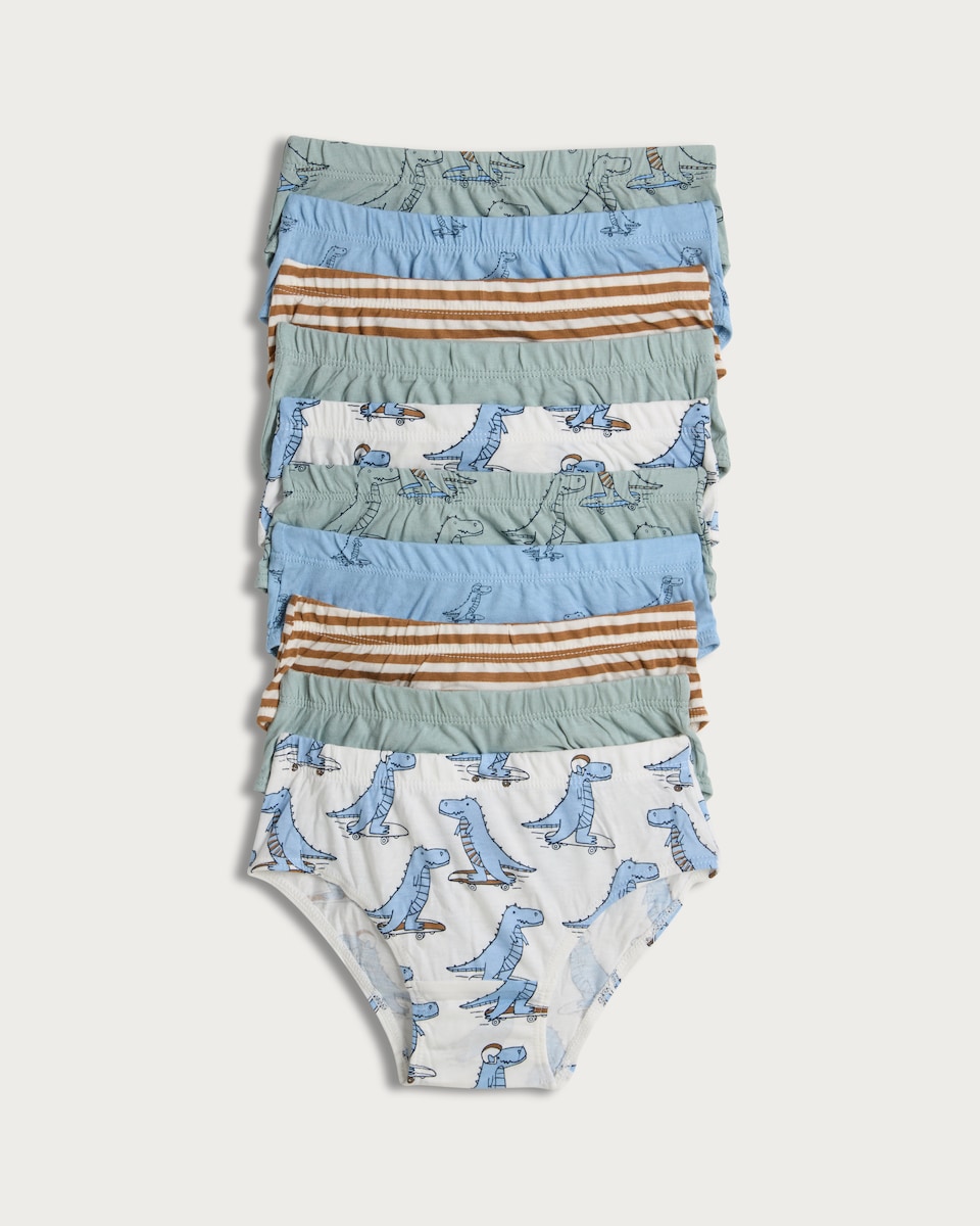 image 1 of F&F Boys 10-Pack Pure Cotton Dinosaur Print Briefs in Multi